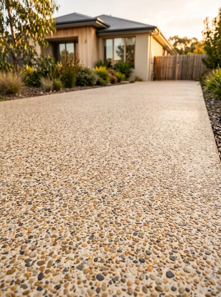 Exposed Aggregate Concrete at a Launceston home