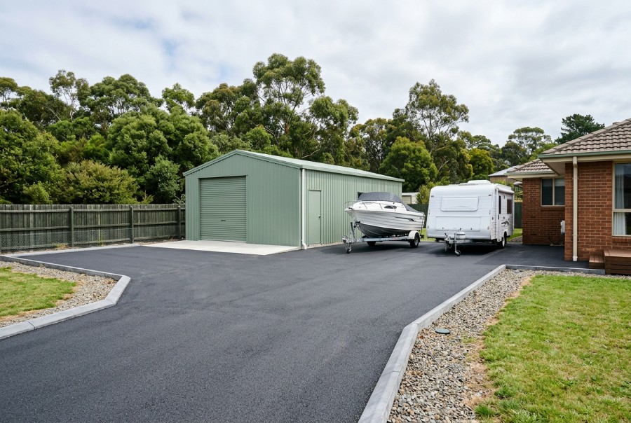 Parking areas and hardstand. Asphalt at a Launceston property