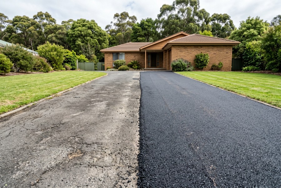 Resurfacing over something existing. Asphalt at a Launceston property