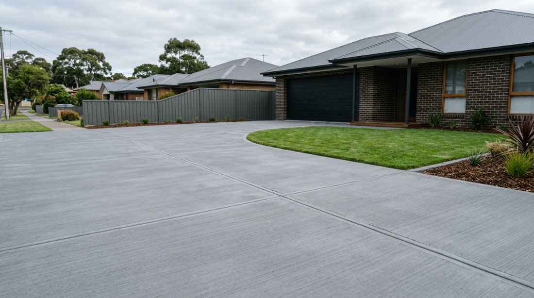 Broom finish on a Launceston driveway