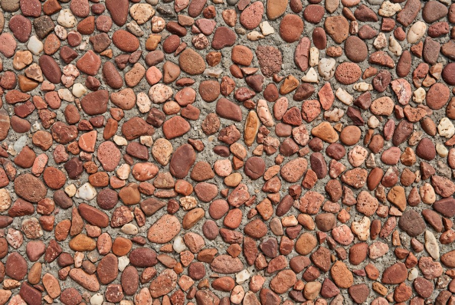 Coral and red, exposed aggregate concrete in Launceston