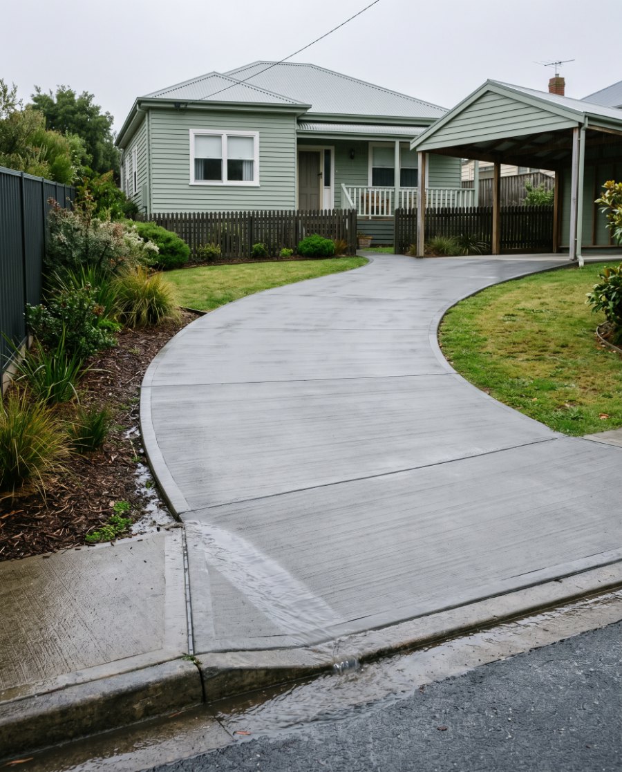 Plain broom driveway finish