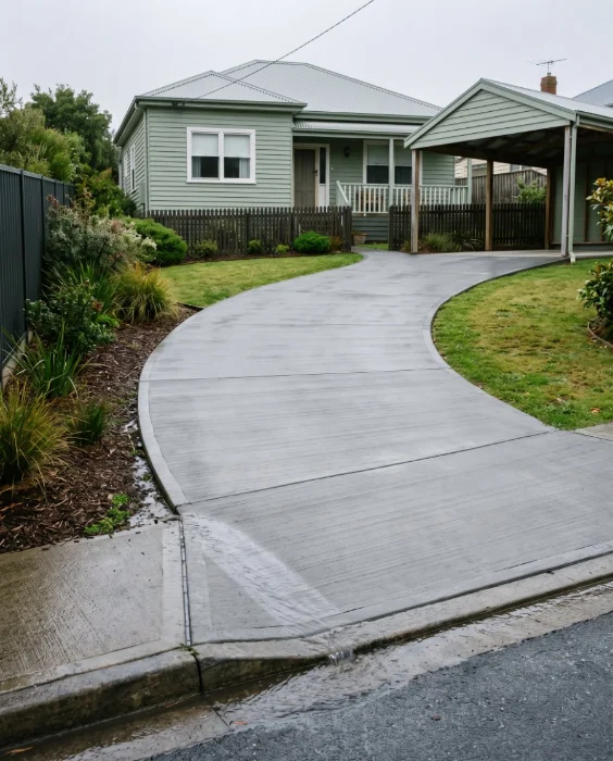 Plain broom driveway finish