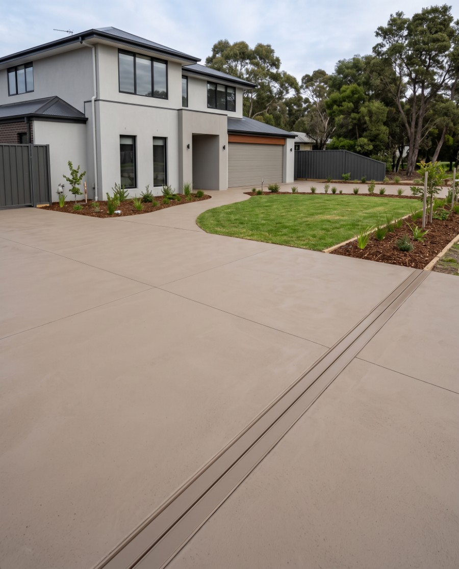 Coloured concrete driveway finish