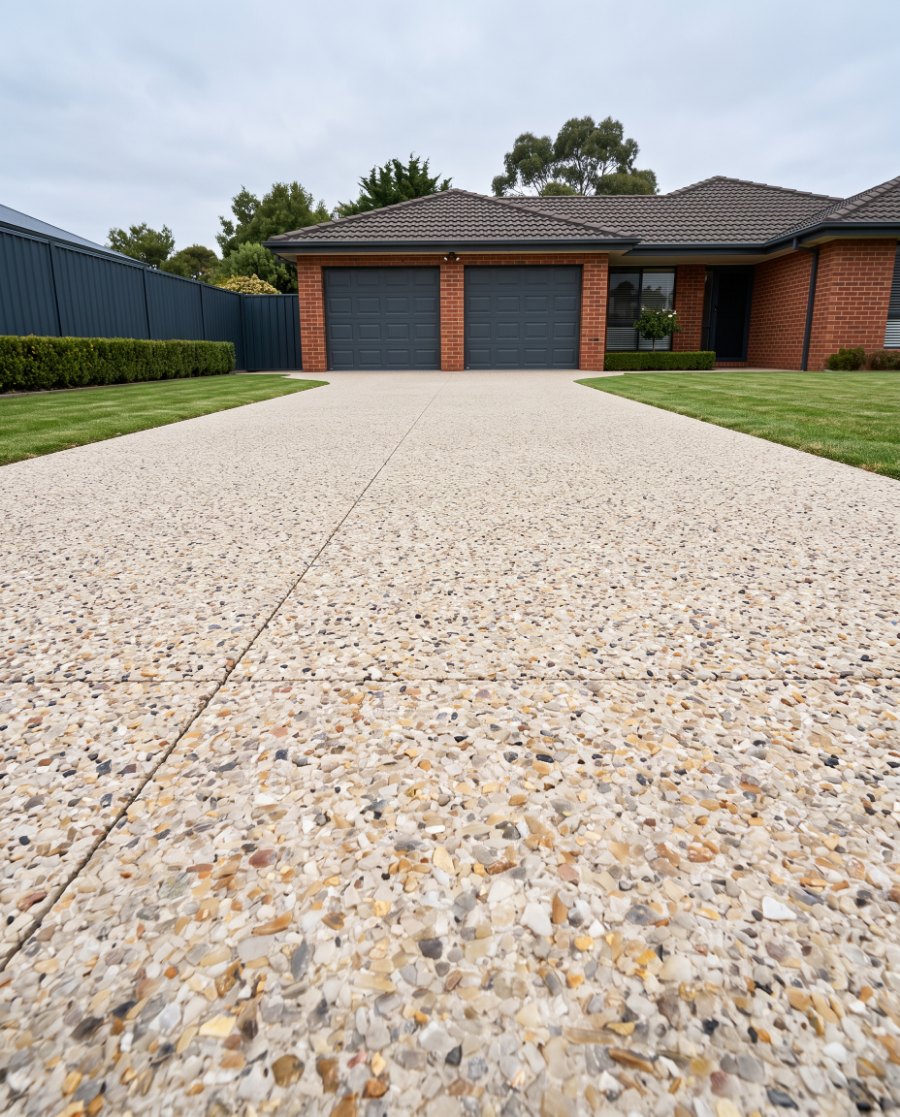 Exposed aggregate driveway finish