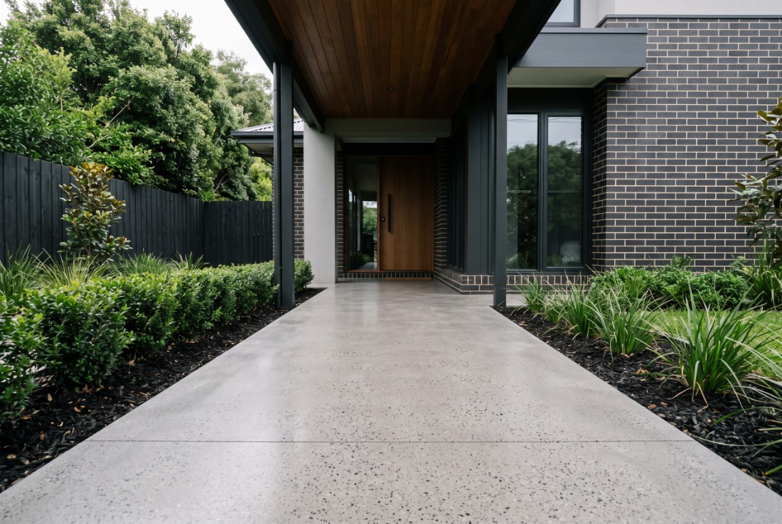 Honed on a narrow concrete path at a Launceston home