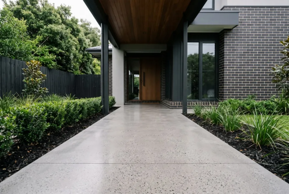 Honed on a narrow concrete path at a Launceston home
