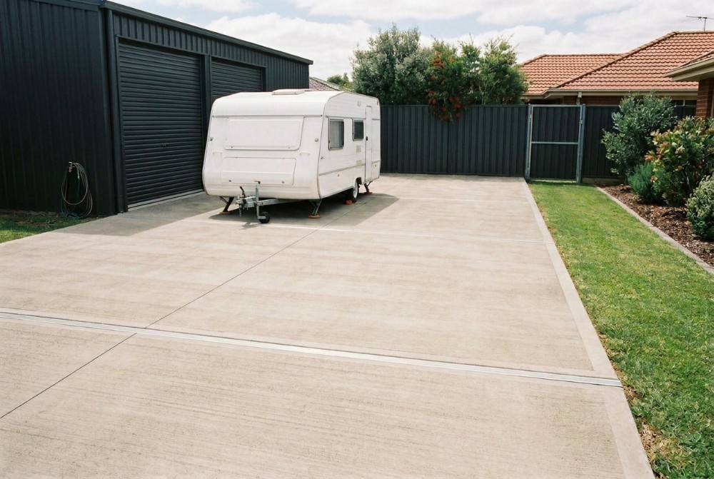 Caravan and boat hardstand, a concrete shed slab in Launceston