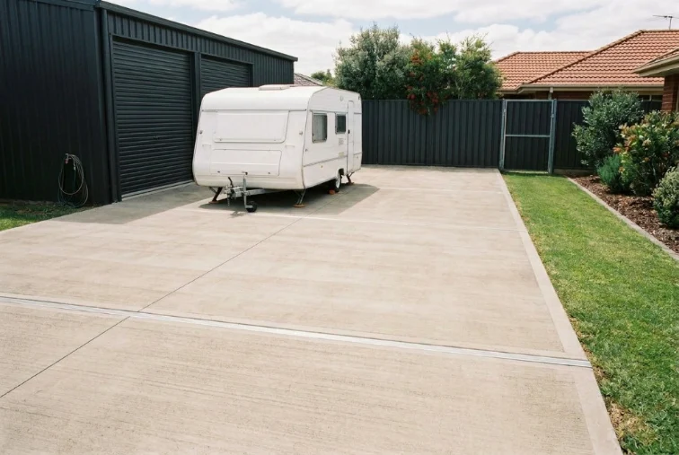 Caravan and boat hardstand, a concrete shed slab in Launceston