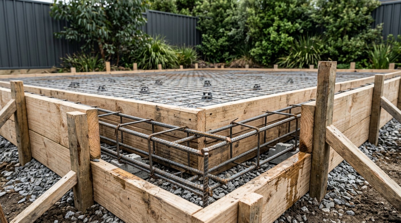 Thickened edges, a concrete shed slab in Launceston