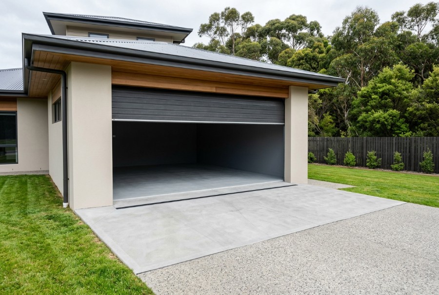 The threshold and apron, a concrete shed slab in Launceston