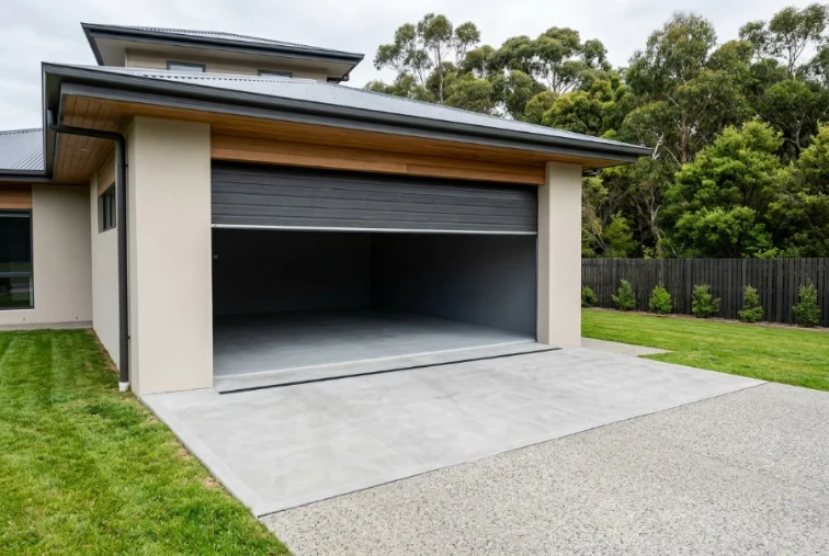 The threshold and apron, a concrete shed slab in Launceston