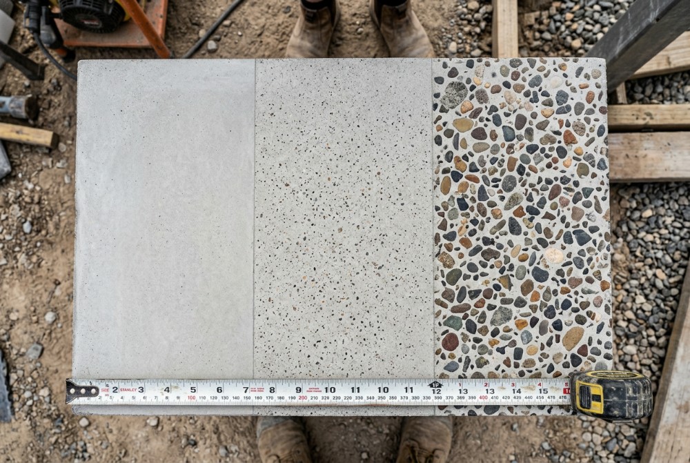 Three depths, one slab, honed concrete in Launceston