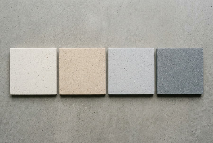 Four liquid limestone colour samples laid out together