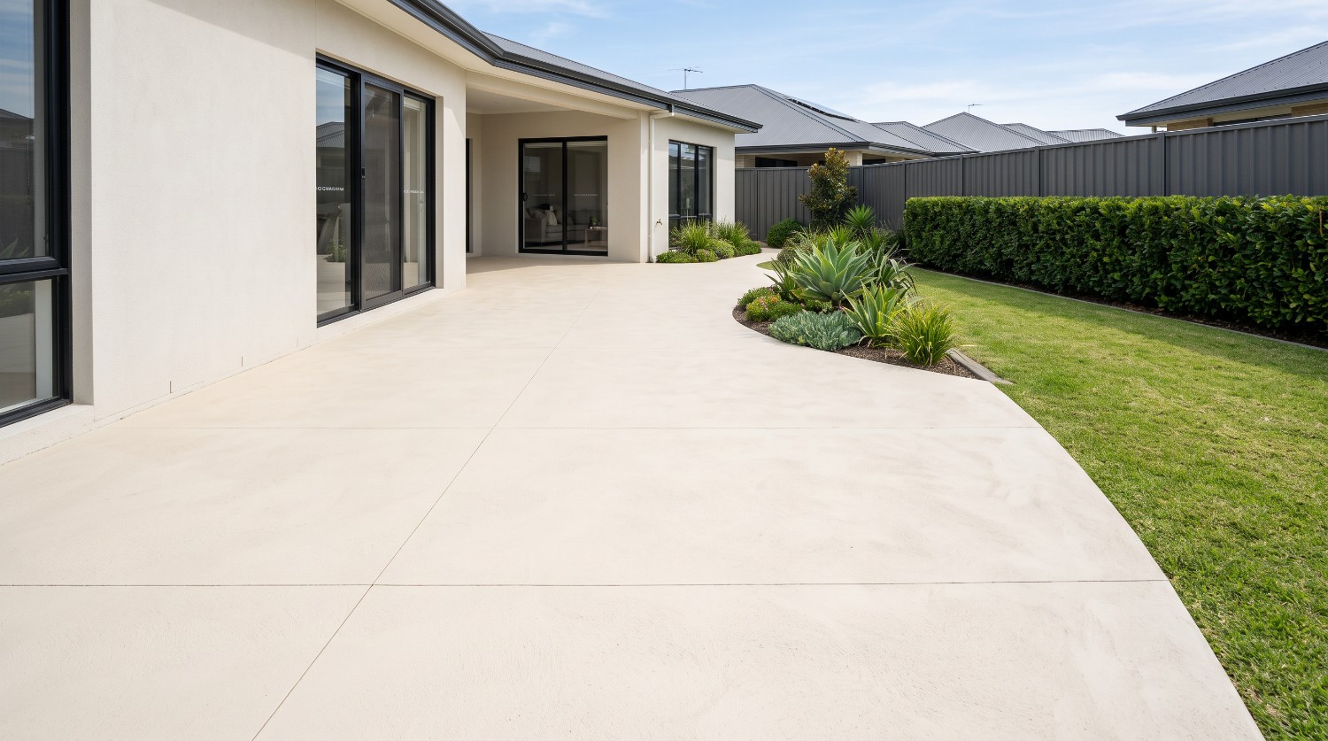 A sample panel of poured liquid limestone showing its fine even texture