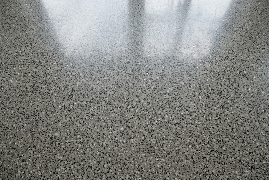 Salt-and-pepper polished concrete, close up