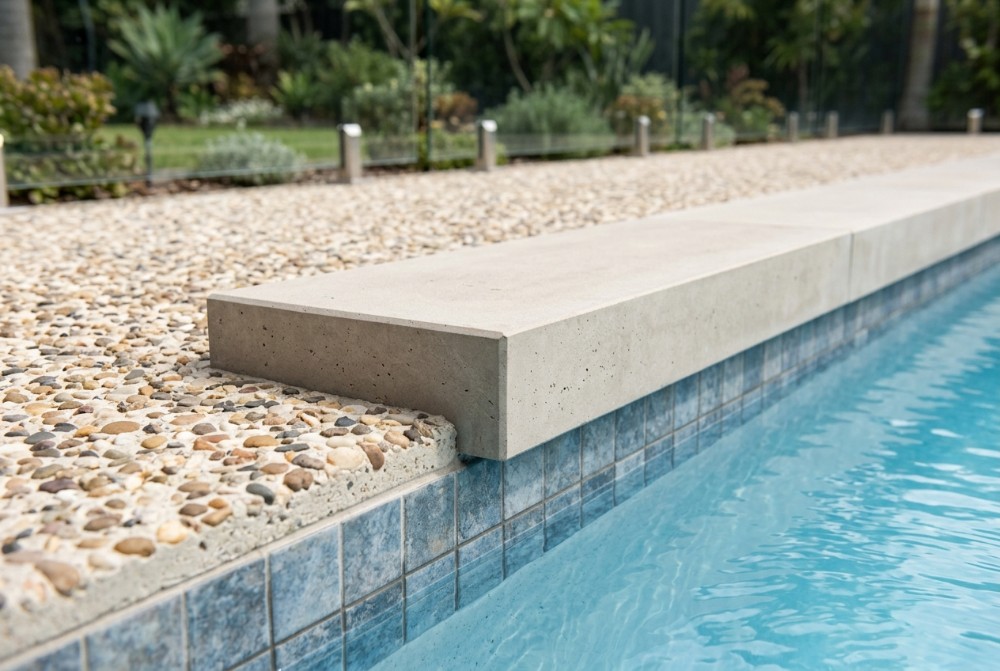 square-edge coping on a concrete pool surround
