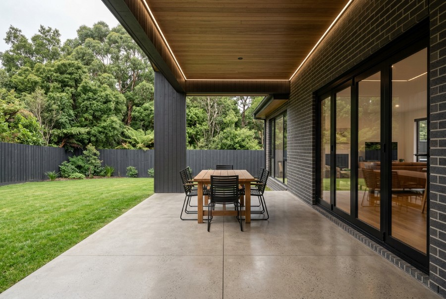The alfresco under the roofline at a Launceston home