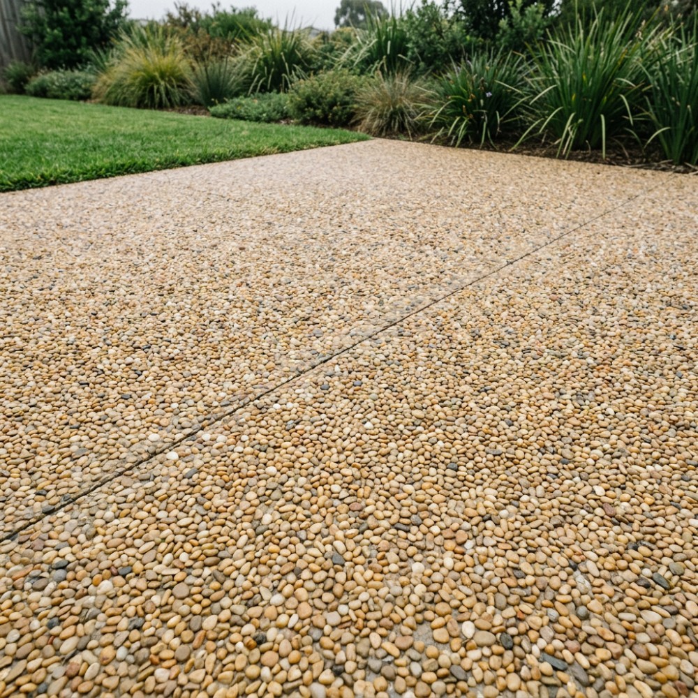 Exposed Aggregate on a patio, close up