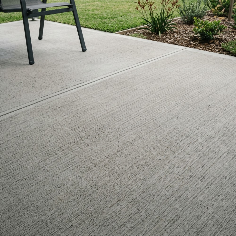 Fine broom on a patio, close up