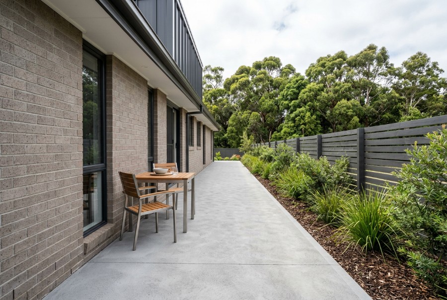 The long narrow strip at a Launceston home