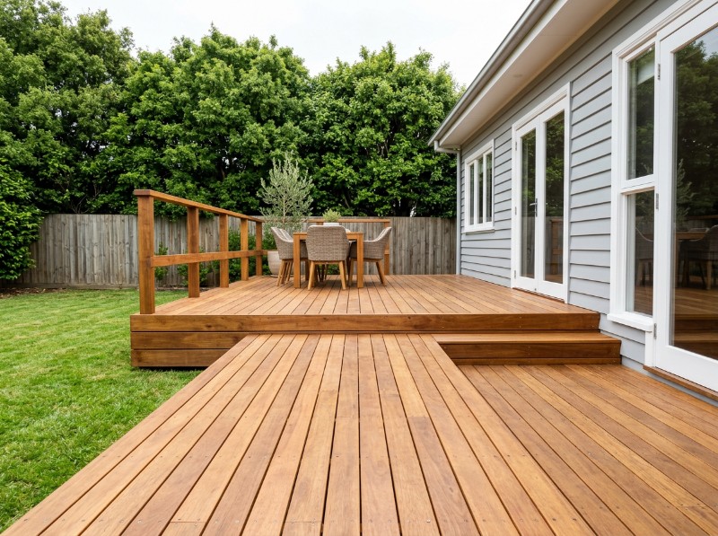 Timber decking as an outdoor surface at an Australian home