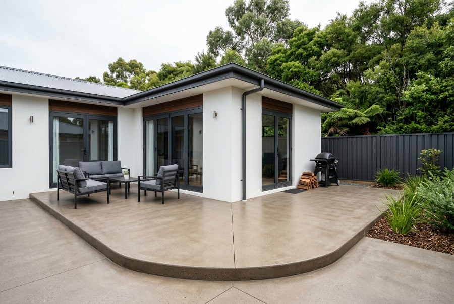 Wrapping the corner of the house at a Launceston home