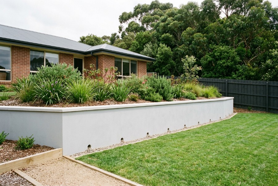 Core-filled block, a concrete retaining wall in Launceston