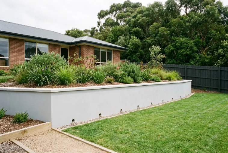 Core-filled block, a concrete retaining wall in Launceston
