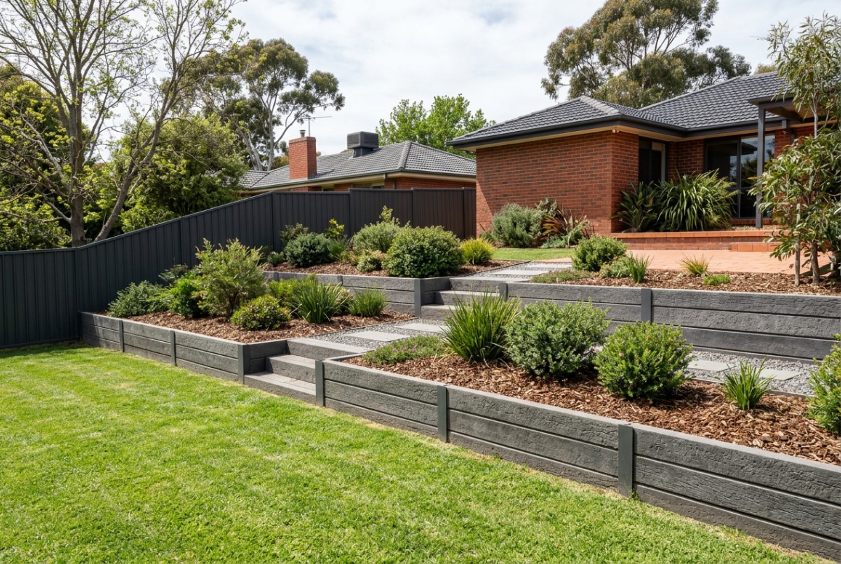 Terraced walls, a concrete retaining wall in Launceston