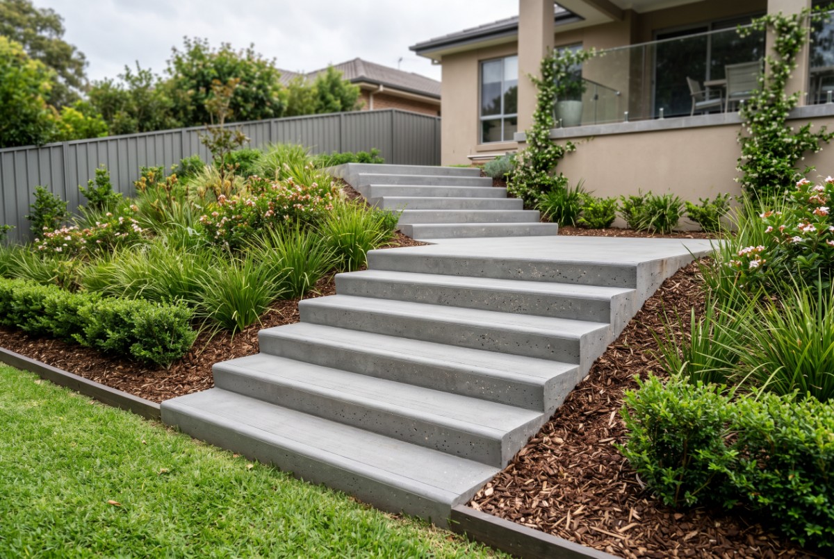 Garden flights, concrete steps in Launceston