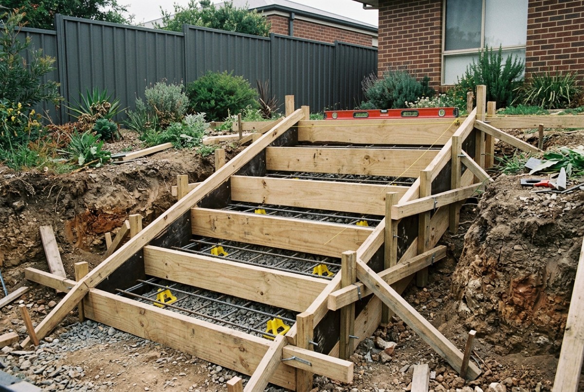 Formwork, concrete steps in Launceston