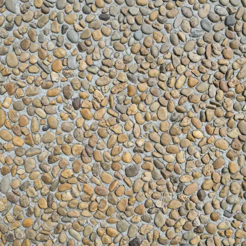 River Gravel exposed aggregate concrete, rounded, water worn